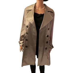 Brand Thomas Metallic Gold, Double Breasted Trench Coat in Large Petite.